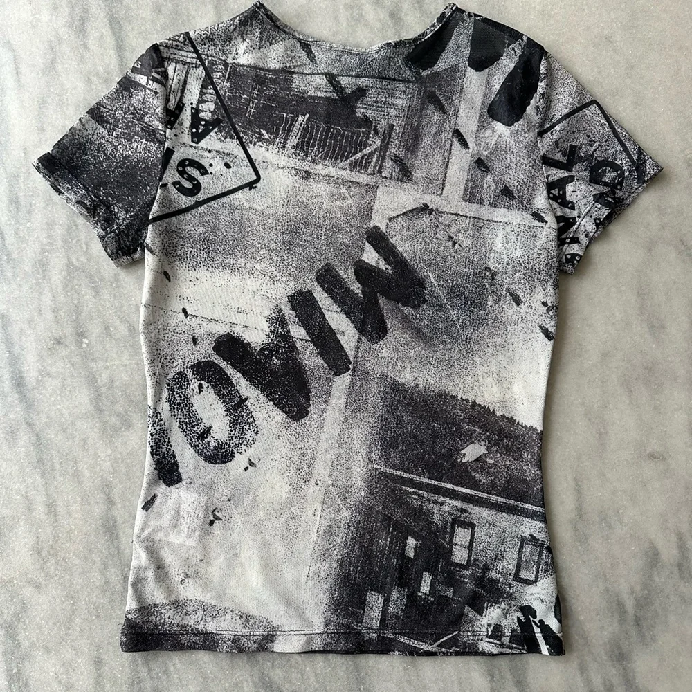 Miaou Black and White Mini Mesh Revolve Easy Rider Graphic Tee Sz Small - Picture 4 of 5